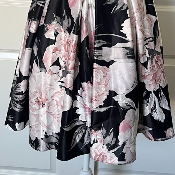 Betsy & Adam Black Pink Floral Off-The-Shoulder Fit & Flare Dress Size 2 - Picture 16 of 16